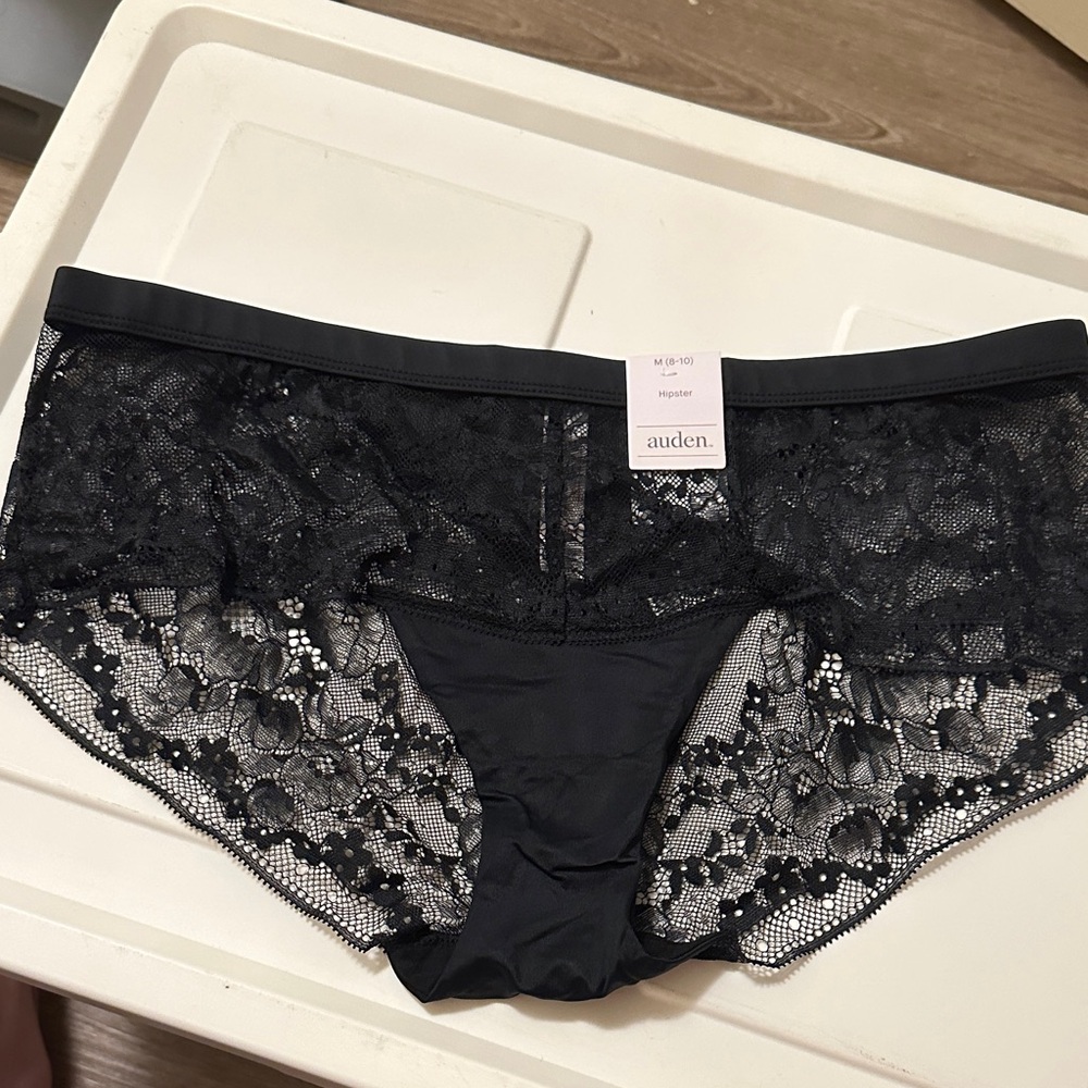 Auden Black Floral Lace Panties